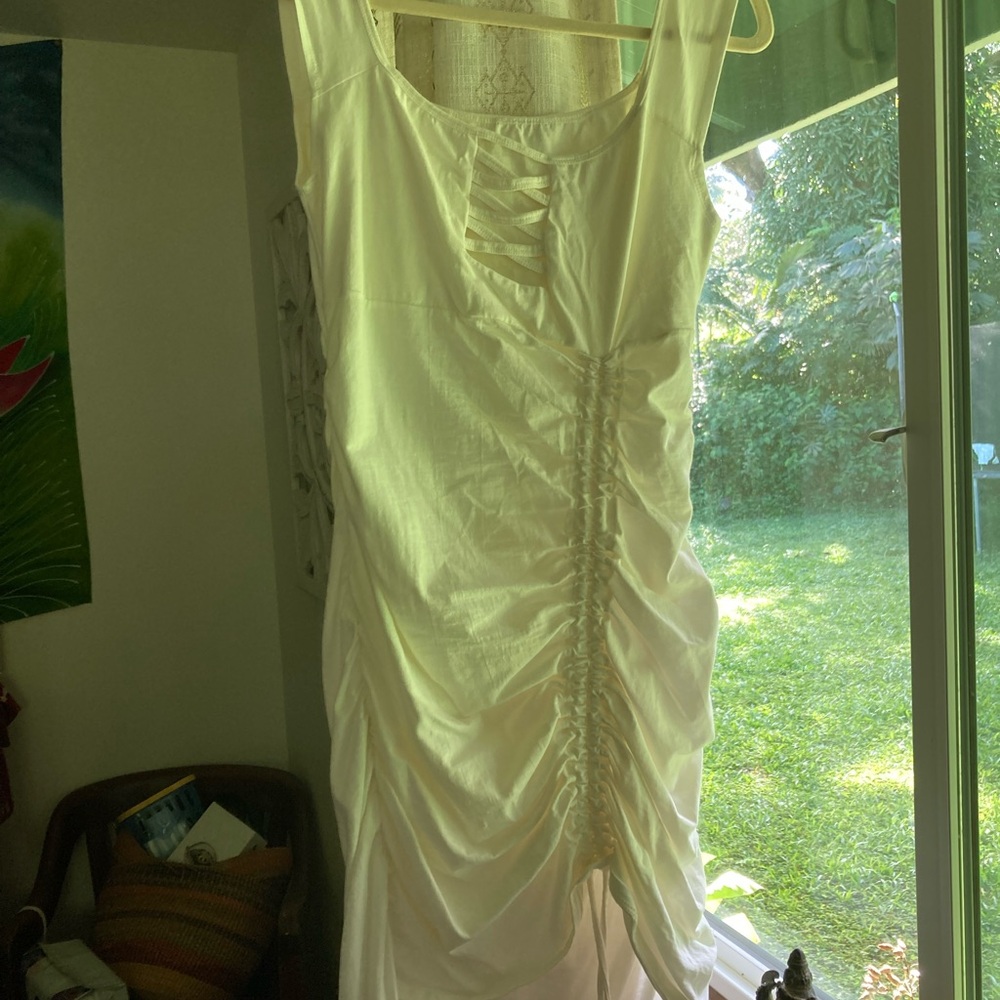 Elegant White Ruched Dress